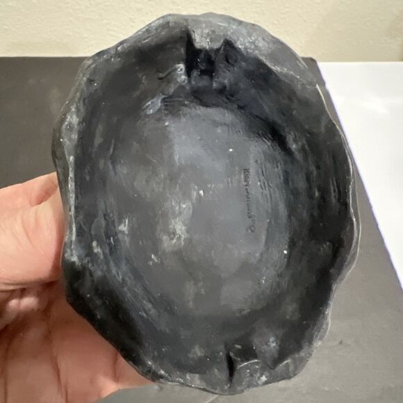 Hand Cast Clay Pottery Turtle Trinket Box Hen-Feathers - Picture 8 of 11